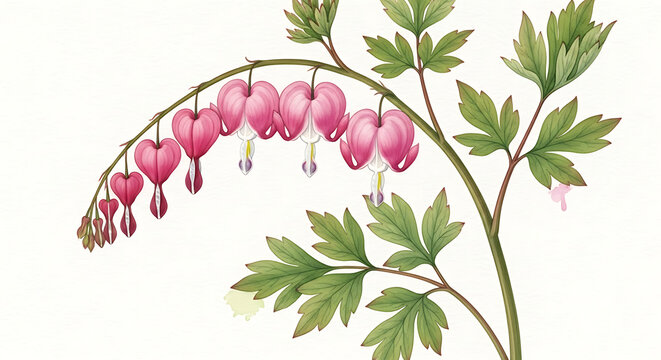 Bleeding Heart Flower Plant with Pink Heart-Shaped Blooms.
