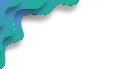 clean blue and green 3d abstract background with wavy corner frame