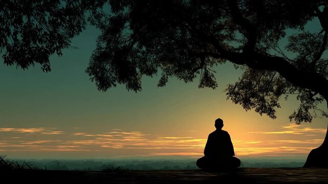 Silhouette man watering tree shaped like brain concept. Brain shaped tree growth concept man nurturing mind development.