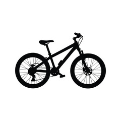 Modern mountain bike silhouette vector illustration, A sleek and modern mountain bike in a black and white silhouette vector illustration