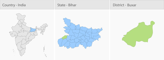 Obraz premium Buxar_Map detailed map illustration graphic for educational reference, geographic visualization, design layouts, presentations, digital media and prin
