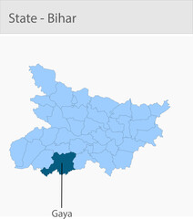 Obraz premium Gaya-Bihar detailed map illustration graphic for educational reference, geographic visualization, design layouts, presentations, digital media and pri