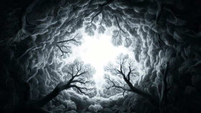 Silhouette man watering tree shaped like brain concept. Mind growth metaphor man watering brain tree under clouds.