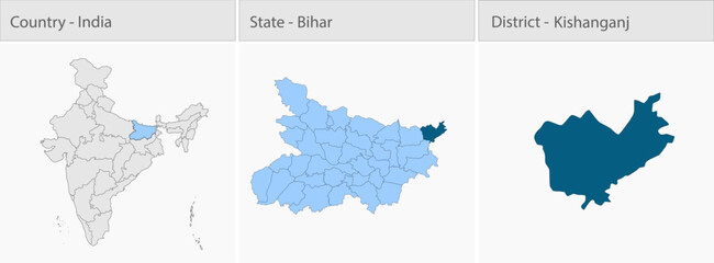 Fototapeta premium Kishanganj_Map detailed map illustration graphic for educational reference, geographic visualization, design layouts, presentations, digital media and