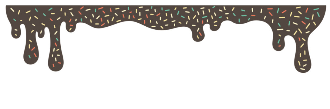Sprinkle cake border with creamy icing and flowing drip shapes for celebration designs
