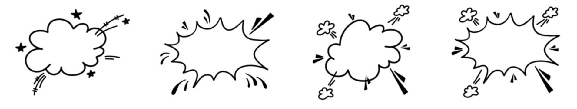 Comic boom cloud with handdrawn lines, ideal for speech, surprise effects and playful visuals