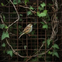 Vines Entwining Cage An open cage being overgrown by vines with