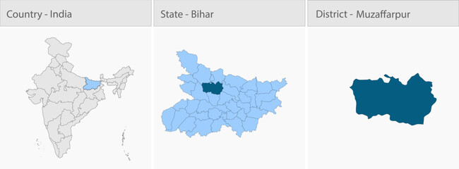 Fototapeta premium Muzaffarpur_Map detailed map illustration graphic for educational reference, geographic visualization, design layouts, presentations, digital media an