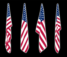 A small set of illustrations of the Star-Spangled Banner of the United States on a black background