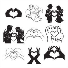 Simple couple love heart hands vector art