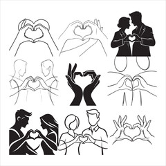 Romantic relationship heart hands couple vector