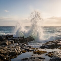 Wave Crashed Waves crash against the rocks creating a soothing m