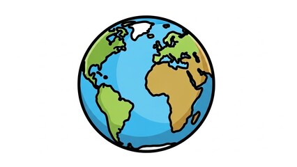 Fototapeta premium Cartoon globe with colorful continents on white background symbolizing earth and global concepts