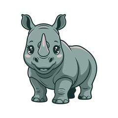 Baby rhino cute cartoon, safari animal nursery art, endangered species awareness, zoo day sticker, kids birthday theme, vector illustration © RA Studio