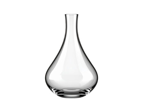 Clear, elegant, tear-drop shaped glass vessel with slender neck
