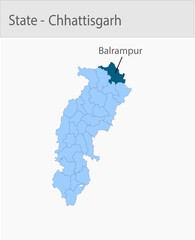 Obraz premium Balrampur-Chhattisgarh_Map_Chhattisgarh detailed map illustration graphic for educational reference, geographic visualization, design layouts, present