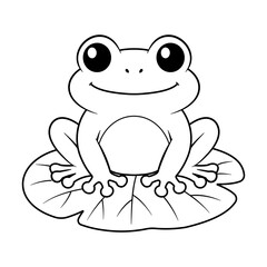 Obraz premium Frog on lily pad Line art for coloring book