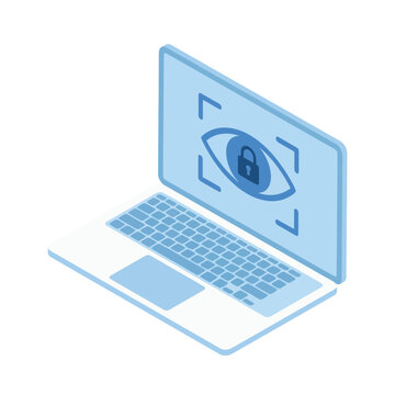 Laptop screen scan with lock, endpoint detection illustration for antivirus scan training, malware response session, device compliance audit workshop