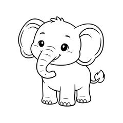Fototapeta premium Elephant cartoon character Line art for coloring book