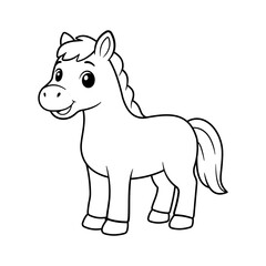 Fototapeta premium Horse cartoon simple line art Line art for coloring book