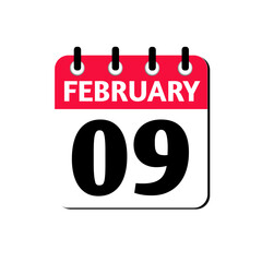 February 9 Day Calendar Vector Icon Perfect for planner, reminder, time management, schedule, office, business, and monthly event start design template