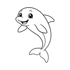 Naklejka premium Dolphin playful Line art for coloring book