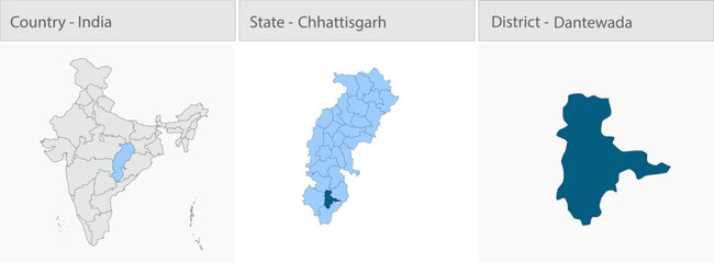 Dantewada_city_Map_Chhattisgarh detailed map illustration graphic for educational reference, geographic visualization, design layouts, presentations, © @5pixel