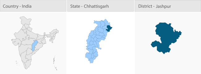 Fototapeta premium Jashpur_city_Map_Chhattisgarh detailed map illustration graphic for educational reference, geographic visualization, design layouts, presentations, di
