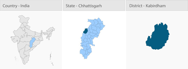 Kabirdham_city_Map_Chhattisgarh detailed map illustration graphic for educational reference, geographic visualization, design layouts, presentations, © @5pixel