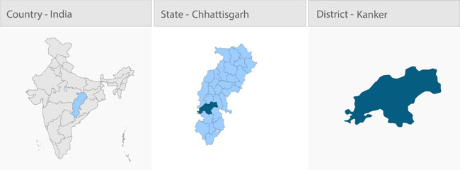 Fototapeta premium Kanker_city_Map_Chhattisgarh detailed map illustration graphic for educational reference, geographic visualization, design layouts, presentations, dig
