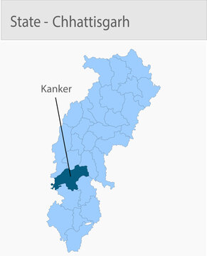 Kanker-Chhattisgarh_Map_Chhattisgarh detailed map illustration graphic for educational reference, geographic visualization, design layouts, presentati