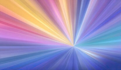 Fototapeta premium Soft rainbow colored light rays bursting from a central point, abstract