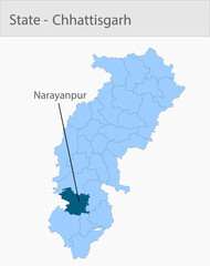 Obraz premium Narayanpur-Chhattisgarh_Map_Chhattisgarh detailed map illustration graphic for educational reference, geographic visualization, design layouts, presen