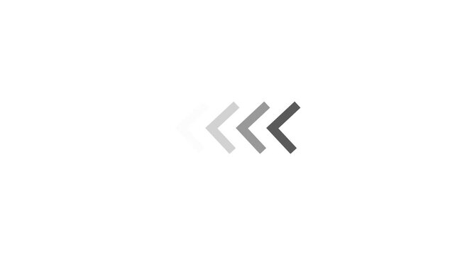 black and white arrow, Animated Left-directional white arrow for the overlay. next button concept animation. loading animation. Swipe Arrow moving video. Download icon animation. 4K 
