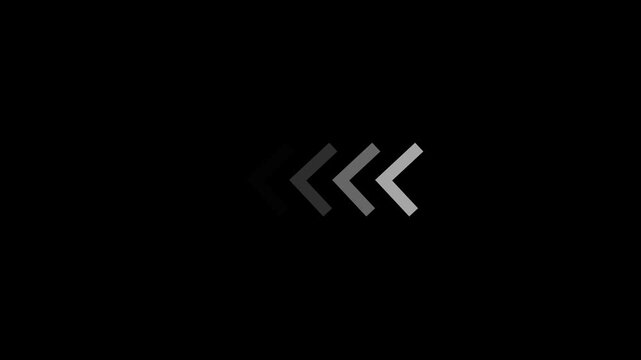 black and white arrow, Animated Left-directional white arrow for the overlay. next button concept animation. loading animation. Swipe Arrow moving video. Download icon animation. 4K 

