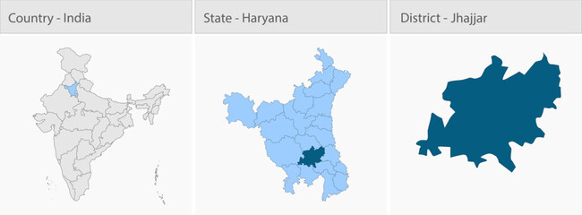 Obraz premium Jhajjar City Map_Haryana detailed map illustration graphic for educational reference, geographic visualization, design layouts, presentations, digital