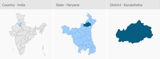 Fototapeta premium Kurukshetra City Map_Haryana detailed map illustration graphic for educational reference, geographic visualization, design layouts, presentations, dig