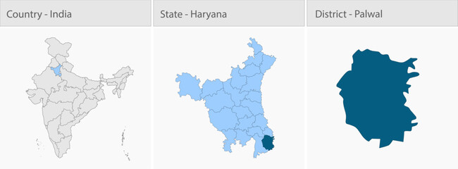 Obraz premium Palwal City Map_Haryana detailed map illustration graphic for educational reference, geographic visualization, design layouts, presentations, digital