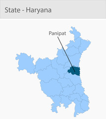 Obraz premium Panipat-Haryana Map_Haryana detailed map illustration graphic for educational reference, geographic visualization, design layouts, presentations, digi