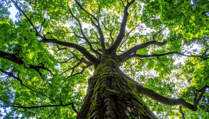 Fototapeta premium Majestic tree with sprawling branches and vibrant green leaves