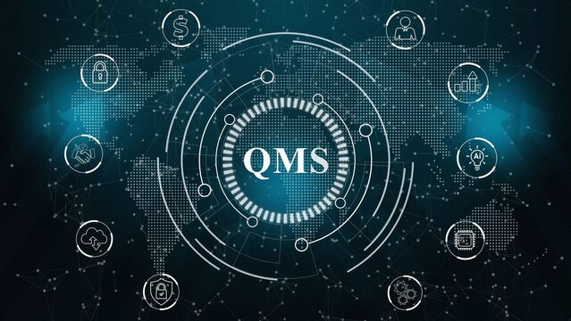 Quality management system business and industrial technology concept. Motion graphics of QMS concept
