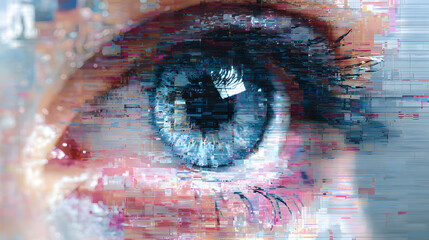 Abstract blue eye technology background