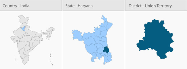 Obraz premium Union Territory City Map_Haryana detailed map illustration graphic for educational reference, geographic visualization, design layouts, presentations,