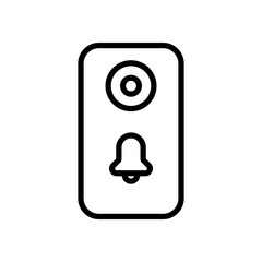 Video doorbell with camera, linear icon. Front door security, visitor monitoring, intercom and smart access. Line with editable stroke
