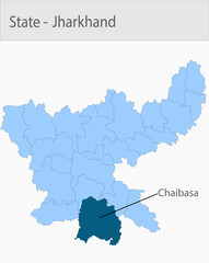 Fototapeta premium Chaibasa-Jharkhand_Map detailed map illustration graphic for educational reference, geographic visualization, design layouts, presentations, digital m