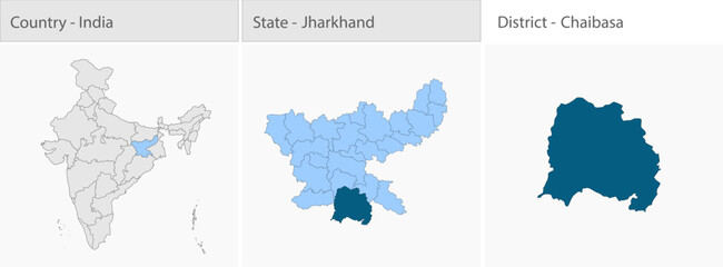 Fototapeta premium Chaibasa_Map_vector detailed map illustration graphic for educational reference, geographic visualization, design layouts, presentations, digital medi