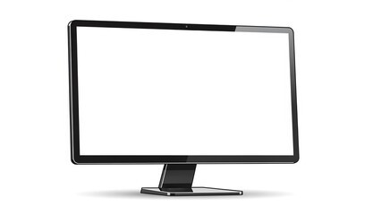 Modern blank computer monitor on sleek stand against white background for design or advertising use