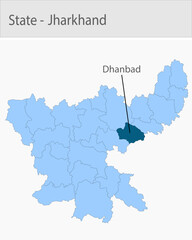 Obraz premium Dhanbad-Jharkhand_Map detailed map illustration graphic for educational reference, geographic visualization, design layouts, presentations, digital me