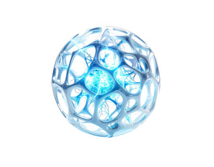 Glowing, intricate blue sphere with energetic core and translucent outer shell