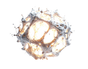 A complex, glowing, amorphous white sphere with intricate internal structure